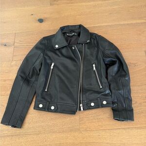 Kids Blank NYC Black pu Leather Jacket with Silver Accents M